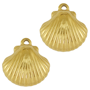 Breloques en acier Inox coquille Dor&eacute;