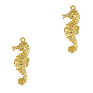 Breloques en acier Inox hippocampe Dor&eacute;