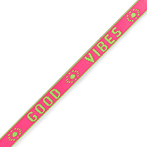 Ruban texte "good vibes" N&eacute;on rose-vert