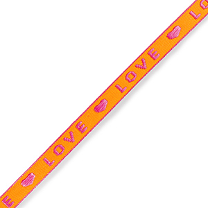 Ruban texte "love" N&eacute;on rose-orange