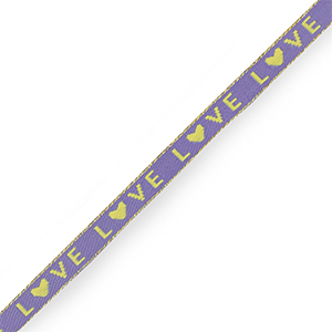 Ruban texte "love" Violet lavande