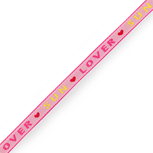 Ruban texte "sun & love" Rose clair