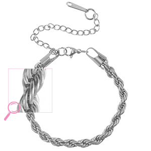 Bracelets en acier Inox torsad&eacute; Argent&eacute;