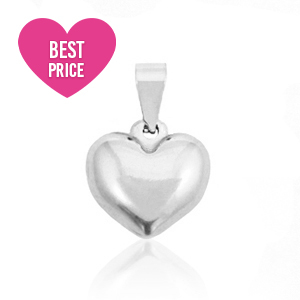 Breloques en acier inox coeur convexe Argent&eacute;