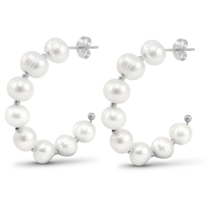 Boucles d'oreilles / puces en acier Inox perles Argent&eacute;