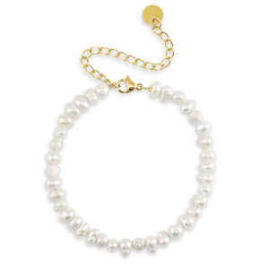 Bracelets en acier inox perles Dor&eacute;