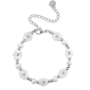 Bracelets en acier inox perles Argent&eacute;