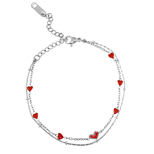 Bracelets en acier Inox coeurs Argent&eacute;