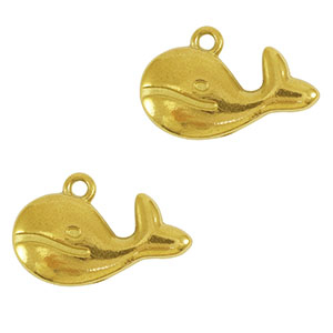 Breloques en acier Inox baleine Dor&eacute;