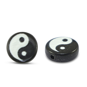 Perles lettres acryliques Yin & Yang Noir-blanc