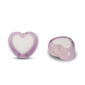 Perles acryliques c&oelig;ur Lilas