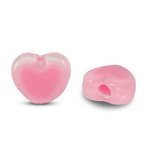 Perles acryliques c&oelig;ur Rose