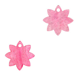 Pendentifs en r&eacute;sine fleur Rose