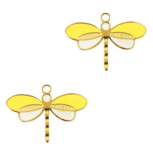 Breloques en acier Inox libellule Dor&eacute;-jaune