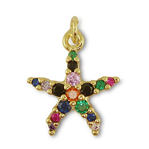 M&eacute;tal TQ laiton breloques &eacute;toile de mer Dor&eacute;-multicolore