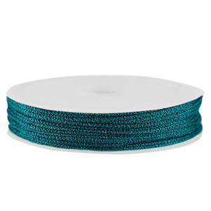 Fil macram&eacute; tress&eacute; 1mm Sarcelle m&eacute;tallique