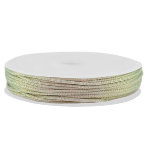 Fil macram&eacute; tress&eacute; 1mm Argent&eacute;-rose m&eacute;tallique