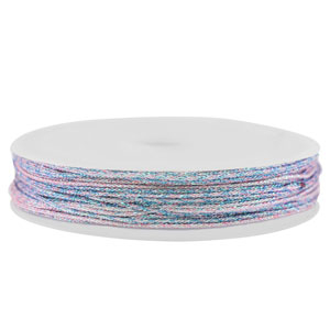 Fil macram&eacute; tress&eacute; 0,8mm Rose-bleu m&eacute;tallique