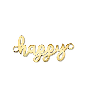 Breloques en acier Inox connecteur ''happy'' Dor&eacute;