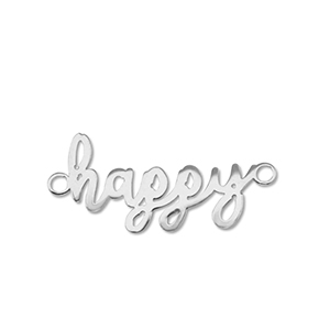 Breloques en acier Inox connecteur ''happy'' Argent&eacute;