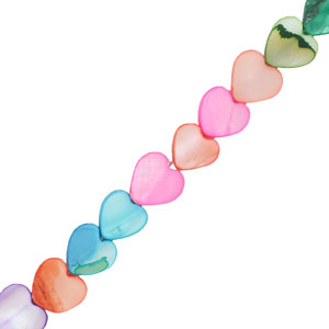 Perles coquillage c&oelig;ur Multicolore