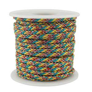 Cordon tress&eacute; tendance 3.5mm Jaune-vert-rouge