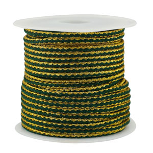 Cordon tress&eacute; tendance 2.3mm Vert-dor&eacute;