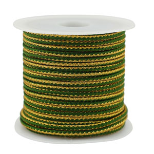 Cordon tress&eacute; tendance 2.3mm Vert mousse-dor&eacute;