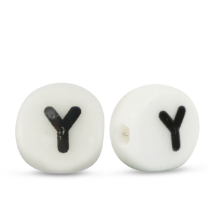 Perles lettres en c&eacute;ramique Y Blanc-noir