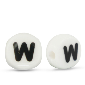 Perles lettres en c&eacute;ramique W Blanc-noir