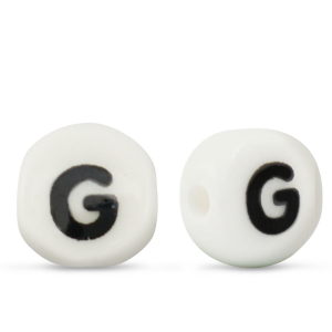 Perles lettres en c&eacute;ramique G Blanc-noir