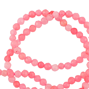 Pierres naturelles 3mm facett&eacute;es Rose corail