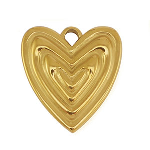 Breloques en acier Inox coeur Dor&eacute;