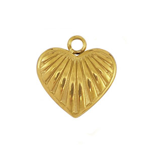 Breloques en acier Inox coeur Dor&eacute;