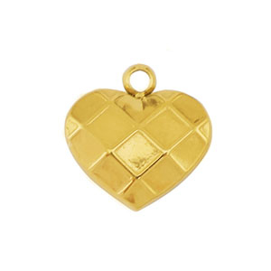 Breloques en acier Inox coeur Dor&eacute;