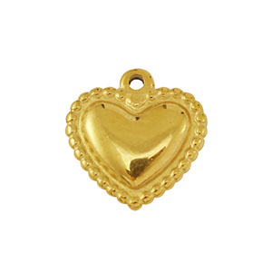 Breloques en acier Inox coeur Dor&eacute;