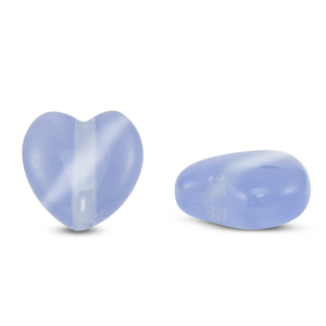Perles en verre Oeil de chat coeur Bleu lavande