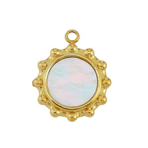 Breloque en acier Inox coquille soleil Dor&eacute;-blanc (couleur naturelle)