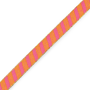 Ruban texte ray&eacute;es Orange-rose