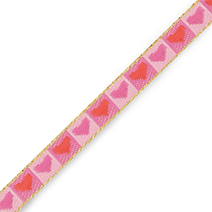 Ruban texte coeurs Rose-rouge-dor&eacute;