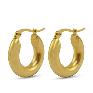 Boucles d'oreilles en acier Inox cr&eacute;oles 20mm Dor&eacute;