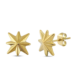 Boucles d'oreilles / puces d&rsquo;oreilles en acier Inox &eacute;toile Dor&eacute;