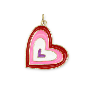 M&eacute;tal TQ laiton breloques coeur Dor&eacute;-multicolore