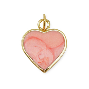 M&eacute;tal TQ laiton breloques coeur Dor&eacute;-rose clair marbr&eacute;