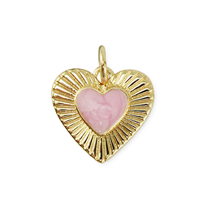 M&eacute;tal TQ laiton breloques coeur Dor&eacute;-rose clair marbr&eacute;