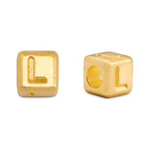 Perles alphabet en m&eacute;tal DQ L Dor&eacute; (sans nickel)