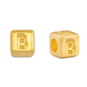 Perles alphabet en m&eacute;tal DQ B Dor&eacute; (sans nickel)