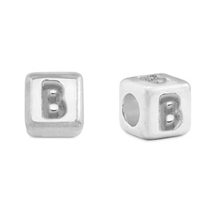 Perles alphabet en m&eacute;tal DQ B Argent&eacute; antique (sans nickel)
