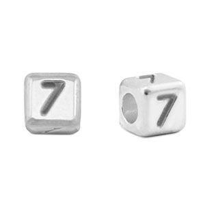 Perles alphabet en m&eacute;tal DQ 7 Argent&eacute; antique (sans nickel)