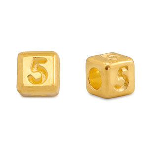 Perles alphabet en m&eacute;tal DQ 5 Dor&eacute; (sans nickel)